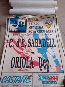 Colecionismo desportivo: Póster partido Sabadell/Oriola. 2 division.